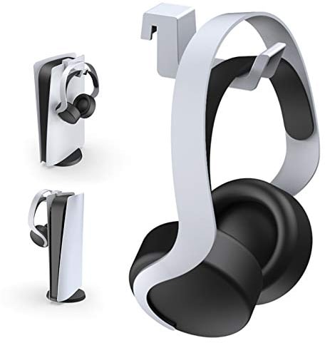 NexiGo PS5 Headphone Holder, [Minimalist Design] Mini Headphone Hanger with Supporting Bar, for Sony Playstation 5 Gaming Headset, White