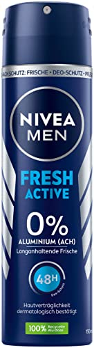NIVEA MEN Fresh Active Deo Spray (150 ml), Deo ohne Aluminium (ACH) für 48h Schutz und langanhaltende Frische, Deodorant mit hochwirksamer Formel und Meeresextrakten