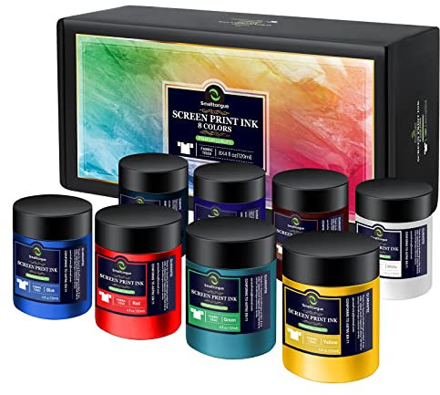 Smalltongue Fabric Screen Printing Ink, 8 Colors x 4 fl oz(120ml), Chalk Paste Paint for Silk Screen, Transfer Paste for Screen Print, for DIY Home Decor, Fabric, Shirts, with Gift Packing