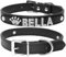Beirui Hundehalsband, weiches PU-Leder, mit Kristall-Strasssteinen, Namensbuchstaben und Charms, verstellbar für kleine und mittelgroße Hunde