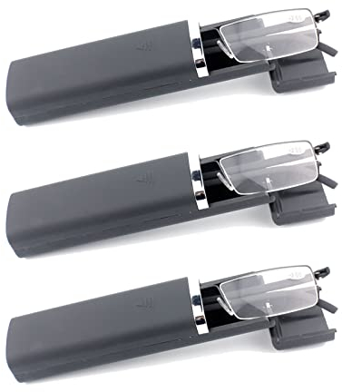 MMOWW 3er-Pack Lesebrille Damen und Herren Tragbare Ultraleichtem TR90 Lesehilfe Halbrand Metallbrille mit Brillenetui(schwar, +1,0)
