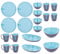 YöL 20pc Full Two Tone Plastic Dinner Set Reusable Camping Summer Party BBQ Plate Bowl Cups Picnic Caravan Mugs Snacks Tableware