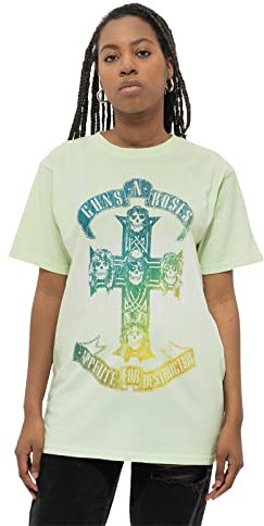Guns N Roses T Shirt Gradient Use Your Illusion Tour Official Dye Wash Green XL