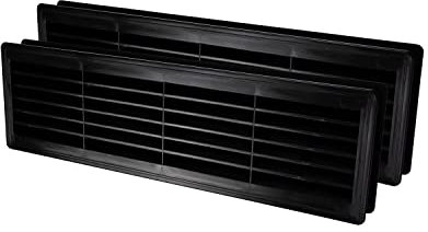 Vent Systems Lot de 2 couvercles d'aération de porte en plastique noir de 45,7 x 12,7 cm – Grille d'aération à persiennes double face – Grille de ventilation pour maison, armoire, salle de bain