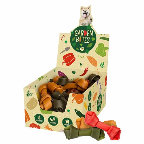 duvoplus, Garden Bites Vegan Bones Large 14,5 cm, Display 90 g, gemischte Farben, für Hunde, leckere vegetarische Snacks, glutenfrei, Zahnpflege, für einen frischen Atem