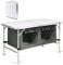 TANGZON Folding Camping Cupboard, 2-Level Height Adjustable Picnic Kitchen Table with Zippered Storage Organizer & Handle, Outdoor Portable Aluminum Storage Unit for Dining Fishing BBQ (White + Gray)