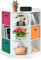 GOPLUS Eckschrank mit 9 Fächern 3 Stoffschubladen, MDF, Baffeln, Platzsparendes Design, Einfacher Zusammenbau, Beistellschrank für Wohnzimmer Arbeitszimmer Kinderzimmer Schlafzimmer (Weiß)