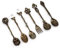 Cuchara de café Tallada Vintage, 6 Piezas / Juego Cucharadita Retro Aleación de Zinc Postre Café Vajilla Cucharas Cubiertos Cocina (Bronce verde (mango de tenedor de amor))