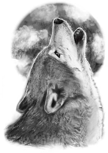x3 Tatouage Éphémère Loup hurlant - 1 lot de 3 Feuilles de tatouage temporaire animal | Bras, épaule, dos, mollet, cuisse, jambe | Noir | Homme, Femme - TATTOO YOUR STYLE