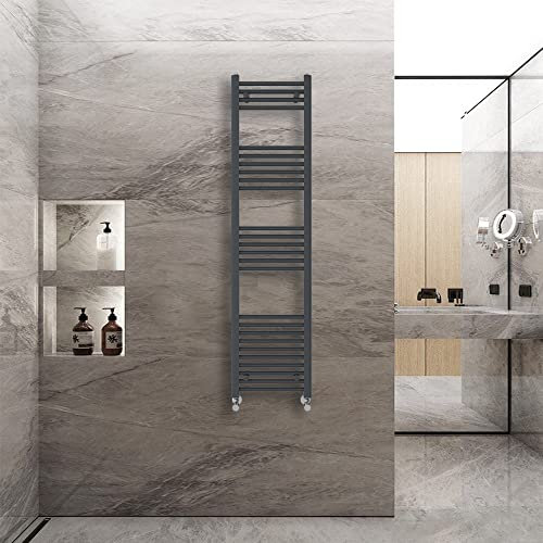 Warmehaus Straight Heated Towel Rail Radiator Ladder Anthracite Grey 1600x400mm Central Heating Radiators for Bathroom Kitchen