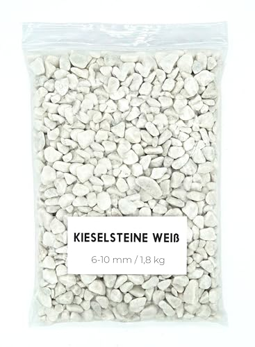 Landare Sassi Bianco 1,8Kg - Sassolini Decorativi per Vasi - Sassi Decorativi per Vasi - Sassolini per Acquario - Ciottoli Decorativi per Vasi - Ciottoli Bianchi Giardino (6-10 mm)