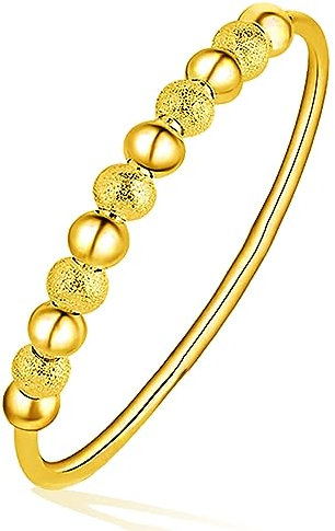 letcdfer Stimmungsring Damen Vintage Hochzeitstag Ring Paar Ringgeschenk Schmuck Frauen 18 Karat Gold Anti Stress Ring Akupressur Ring 18 Karat Gold Angst Ring Schmuck Geschenke für Frauen Männer