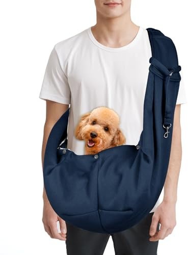 Cooja Hundetragetasche mit Verstellbare Schultergurt Transporttasche Umhängetasche Hund für Haustiere Hund Katze, Tragetasche Hund Freihändig für Spazierengehen Outdoor Reisen (Dunkelblau)