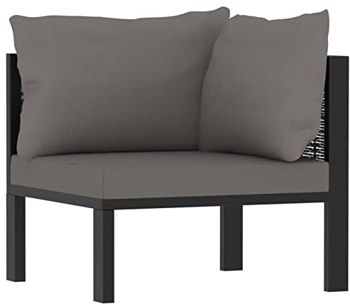 ZEYUAN Sofa-Eckelement mit Linker Armlehne Poly Rattan Anthrazit, Gartenlounge, Terrassenmöbel, Balkonmöbel, Terrassen Sofa, Gartenmöbel - 49397