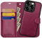 OCASE iPhone 15 Pro Hülle(2in1) Leder Stoßfestes Case [Abnehmbare magnetische Hülle] [Kabelloses Laden] [Kartenfach] Handyhülle RFID Schutzhülle Etui Klapphülle Burgundy 6,1 Zoll
