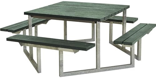 kaiserkraft | Gruppensitzbank für 8 Personen | LxT 2040 x 2040 mm | ReTex-Planken | grün
