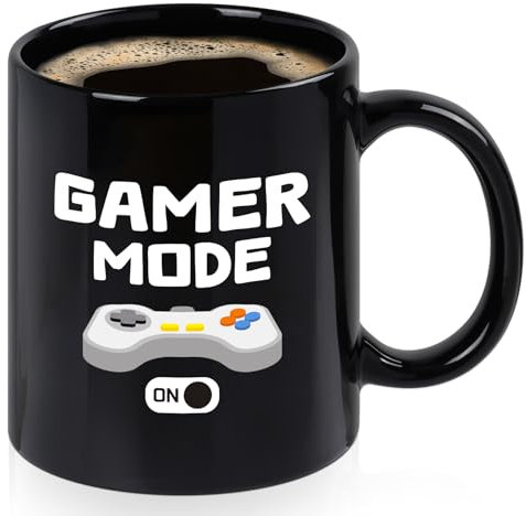 YHRJWN Gaming Gifts for Men, Gamer Mode ON Coffee Mug for Game Lovers, Gamer Gifts Idea for Christmas Birthday, Gamer Cup for Men Teen, Video Game Presents for Gaming Enthusiasts, 11 Oz Black