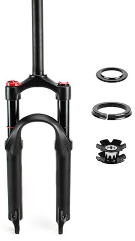 LHHL 20 Inch Air Folding Bike Suspension Fork BMX 60mm Travel 1-1/8 Straight Tube MTB Forks QR 9x100mm Manual Lockout Disc Brake Mountain Bike Front Forks (Color : Black, Size : 27.5inch)