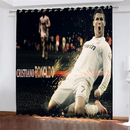 Shaari Football Vorhänge Gardinen mit Ösen, Vorhang Blickdicht, Verdunklungsvorhänge, Fensterdekoration, Schlafzimmer Wohnzimmer & Kinderzimmer Deko, Blackout Curtain 2er Set