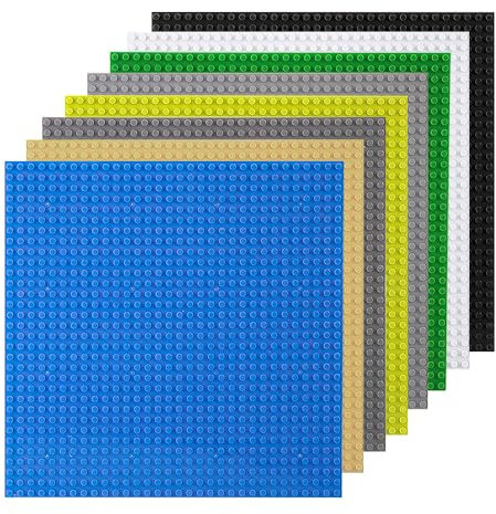 Lotvic 8 Pack Building Block Base Plates, 10x10 Classic Baseplates, 8 Colors Large Building Board Base Plates, Games Building Brick Base Plates Compatible with All Major Brands, 25x25cm, Multi-color