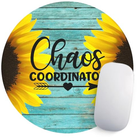 KHGBT Chaos Coordinator Sunflower Mousepad, rundes Mauspad für Computer und Laptop