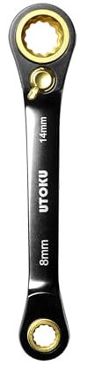 UTOKU 4-in-1-Ratschenschlüssel, 72 Zähne, 8/10/12/14 mm (Schwarzgold)
