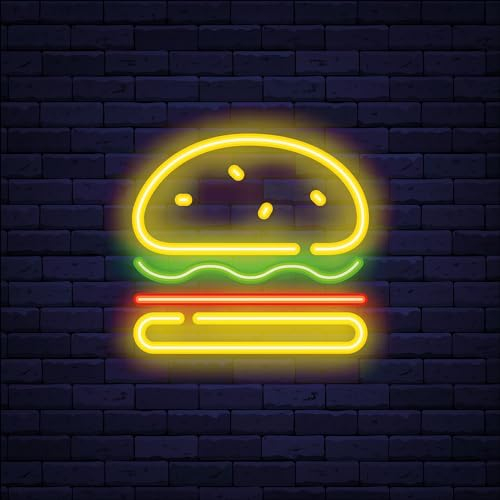 Pro-Art Glasbild Neon Hamburger, 30x30 cm