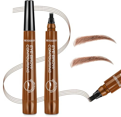 Microblading Eyebrow Contouring Pen Pencil - Magical Precise Waterproof Brow Pen Liquid Natural Eyebrow Contouring 4 Tip Pen Micro-fork Tip Brow Pencil (Dark02+Light01)
