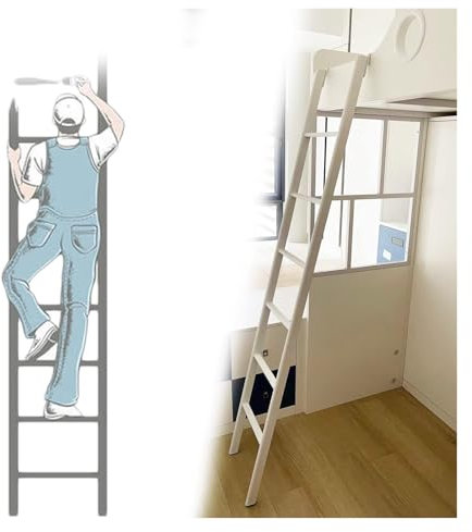 Wohnmobil-Etagenleiter Ersatzleiter für Etagenbett Etagenbettleiter for Anhänger, Schlafsaal, Wohnmobil, Hochbett, Trittleiter for Klettern(White,1.8m/70.8 inch/5.9ft)