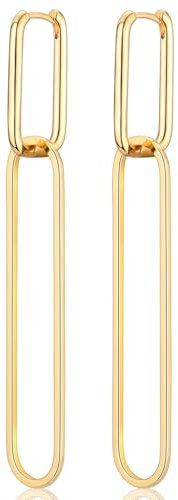 CERSLIMO Rechteckige Ohrringe Creolen Huggies Lange 68mm Goldfarben Ohrringe Hängend Quadratischer Anhänger Viereckig Schmuck Geschenke für Damen