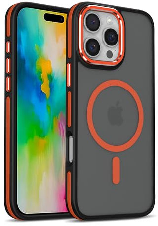 Hitaoyou Magnetic Case for iPhone 16 Pro Max, Translucent Matte Shockproof Women Men Girl Protective Case Cover for iPhone 16 Pro Max 6.9 Orange