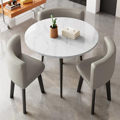 Büro-Empfangsraum Besprechungstisch Mit Stühlen, Platzsparendes Design für Zuhause und Restaurant, Raum-Esstisch-Set Geeignet für Die Lounge Kleine Runde Tische(White a)