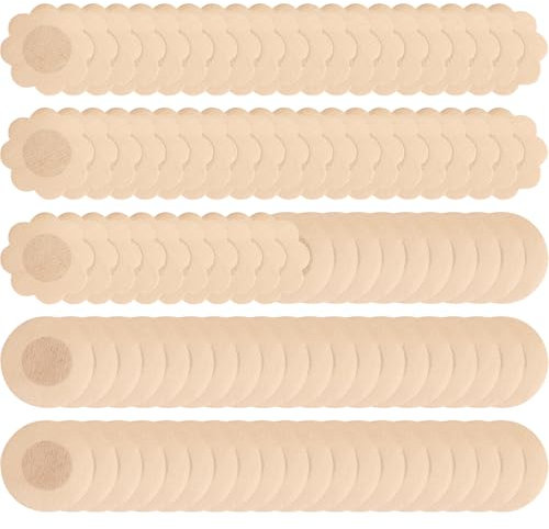 100 Pièces Ronde et Fleur Cache-Tétons Jetables Invisibles et Respirants,pour Femme et Homme,Protège-Mamelons Autocollants en Forme,Nipple Covers,pour Sport et Quotidien