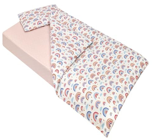 Lovely Hippo - Sábana Bajera de 80 x 160 cm + Funda Nórdica de 120 x 170 cm + Funda de Almohada Infantil de 40 x 60 cm. Cama 80x160. (Arcoíris, Cama 80x160 cm - Juego de 3)