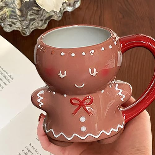 Taza De Hombre De Jengibre 280 Ml | Taza De Café Navideña | Taza De Cerámica Con Dibujos Animados | Taza De Té Navideña Divertida | Decoración De Tazas Para Familiares Y Amigos