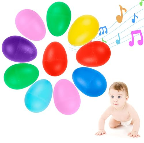 AINIUNIU 10 Piezas Maracas En Forma De Huevos, Huevos De Maracas, Shaker de Huevo, Juguetes Musicales de Percusión, Juguetes Huevos De Pascua, Educación Musical Temprana para Niños
