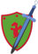 Ritter Schwert und Schild aus Eva-Schaum, Handgefertigtes - Spielzeug für Jungen, Mädchen, Kinder - Ergänzung für Spiele, Imitationsspiele, Kostüme, Mittelalter, Krieger, Mottoparty (Grün)