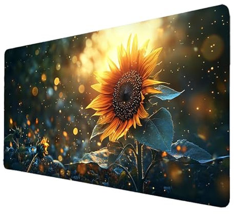 Alfombrilla Ratón xxl 1000 x 500 x 3mm Alfombrilla RatóN Gaming Amarillo Mejorar la precisión y la velocidad, Protector Escritorio Impermeable y Antideslizante, Tapete Escritorio Girasol para PC 2904