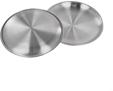 For Camping Essentials Stainless Steel Plate Set Two Round Options Perfect for Meals (14x1cm)