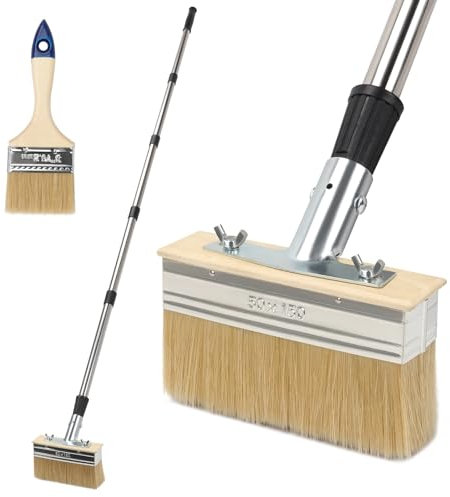 Tefola Lot de 2 pinceaux à lasure, Brosse de terrasse de 150 cm avec poignée Extensible, Pinceau de Peinture Murale de 21 cm, pour peintures, Verre, Murs, plafonds, abris et clôtures
