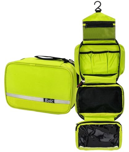Boic Kulturbeutel Herren, Kulturbeutel Zum Aufhängen, Kulturtasche, Cyan, L | Wasserdicht, Faltbar Reise Kosmetiktasche Für Männer Und Frauen 4-In-1 Make Up Bag Für Reise, Fitnessstudio, Urlaub