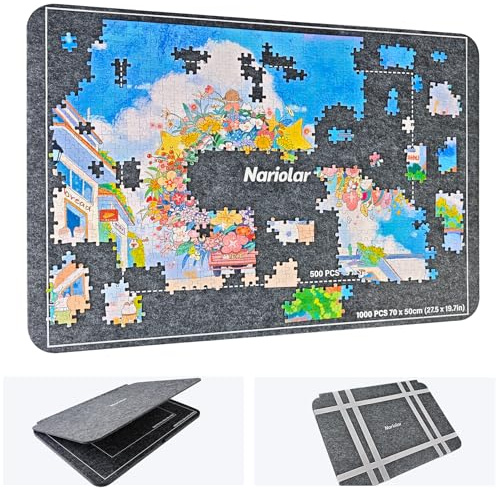 Nariolar Puzzlebrett – Tragbares Filz-Puzzlebrett für 1000 Teile, Ideal als Puzzle Sortierer & Organizer