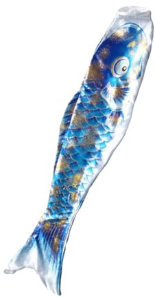 jojofuny Japanischer Koinobori Windsack Blau Heißprägung Karpfenflagge Für Garten Boot Außen Deko Fischfahne Für Festival Silvester