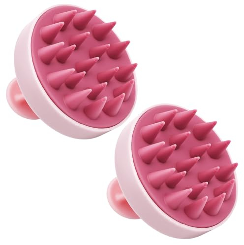 2 brosses en silicone pour massage du cuir chevelu, pour cheveux mouillés et secs, pour le nettoyage et la relaxation, brosse à shampooing, masseur pour la tête pour tous les types de cheveux