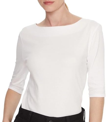 Calvin Klein Jeans Weißes Damen-T-Shirt, Half Supima Boat