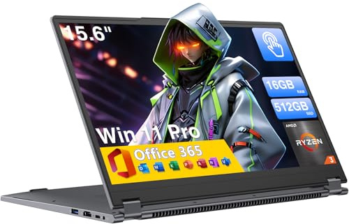 Yoga 2-en-1 Ordinateur Portable 15,6,Win 11 Pro 16 Go de RAM DDR4, 512 Go de SSD ,AMD Ryzen 3 3200U (jusqu'à 3,5 GHz),AMD Radeon Vega 3,Écran Tactile Full HD,Wi-FI 5,BT5.1,RJ45,Clavier rétroéclairé