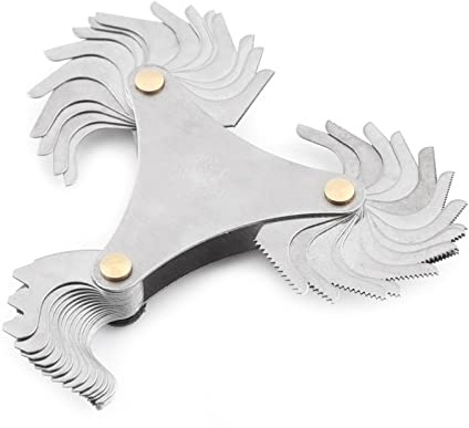 VBESTLIFE Strumento di Misurazione del Passo delle Viti Whitworth da 51/52 Pezzi, Misurazioni Precise, Calibro a Tampone Leggero e Delicato con Interruttore Rotante, Design Robusto per Torni per