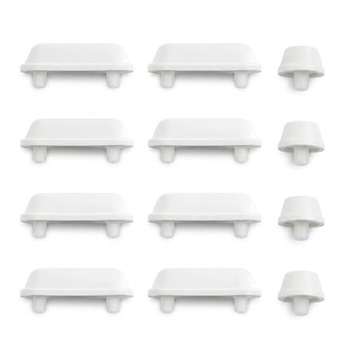 ApexPine 12 Pcs Toilet Seat Buffer Pads 8 Square 4 Round Replacement | white plastic toilet seat buffers 8 square 4 round,auxiliary anti-noise pads for standard toilet seat daily replacement