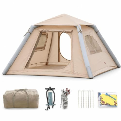 SiaBiced Aufblasbares Zelt für 3-5 Personen – Wasserdichtes Camping Zelt mit automatischem für 4 Personen