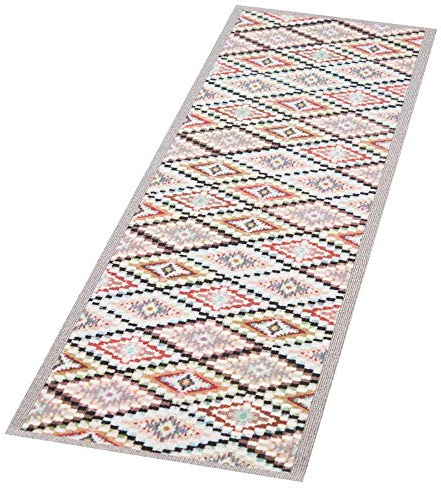 Zala Living Cook & Clean Läufer – rutschfest Teppichläufer Flachgewebe Kurzflor Teppich Küchenteppich Waschbar Küchenläufer Navajo für Flur, Küche, Wohnzimmer – Bunt, 45x140cm